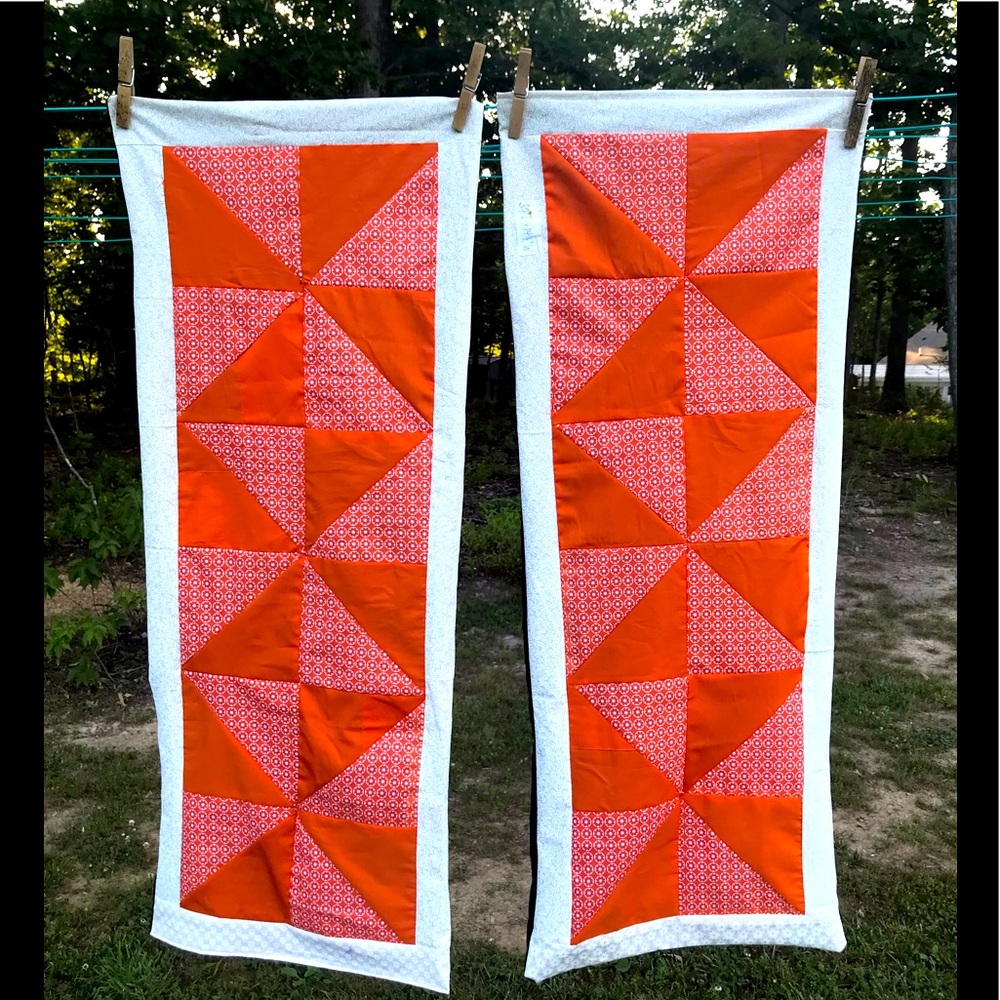 Set of 2 Windmill homemade Quilt Pattern table runners.